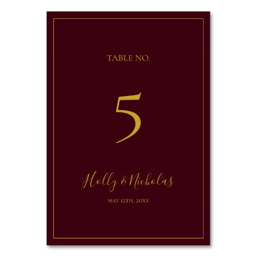 シンプルエレガントクリスマス |赤いテーブル番号 テーブルナンバー (正面)