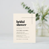 シンプルエレガントクリームブライダルシャワー招待 ポストカード (スタンド正面)