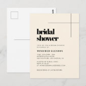 シンプルエレガントクリームブライダルシャワー招待 ポストカード (正面/裏面)