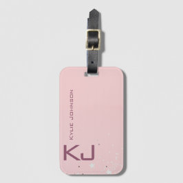 シンプルエレガントグリッター可愛い名モノグラムの前 ラゲッジタグ