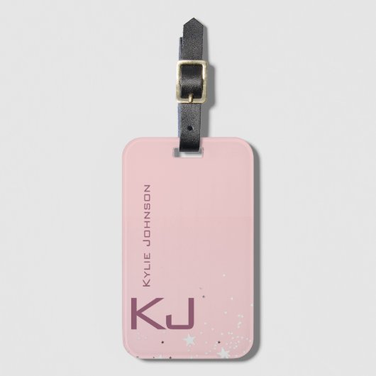 シンプルエレガントグリッター可愛い名モノグラムの前 ラゲッジタグ (正面縦)