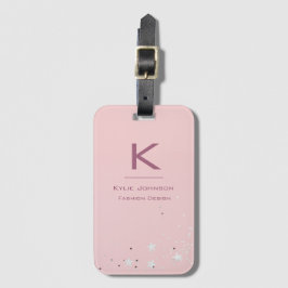 シンプルエレガントグリッター可愛い名モノグラムの前 ラゲッジタグ