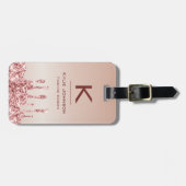 シンプルエレガントグリッター可愛い名モノグラムの前 ラゲッジタグ (正面横)