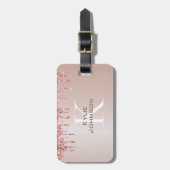シンプルエレガントグリッター可愛い名モノグラムの前 ラゲッジタグ (正面縦)