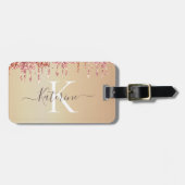 シンプルエレガントグリッター可愛い名モノグラムの前 ラゲッジタグ (正面横)