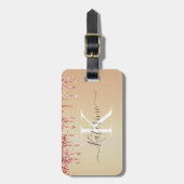 シンプルエレガントグリッター可愛い名モノグラムの前 ラゲッジタグ (正面縦)