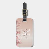 シンプルエレガントグリッター可愛い名モノグラムの前 ラゲッジタグ (正面縦)