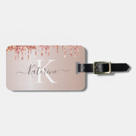 シンプルエレガントグリッター可愛い名モノグラムの前 ラゲッジタグ