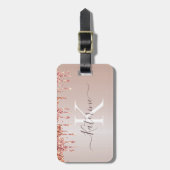 シンプルエレガントグリッター可愛い名モノグラムの前 ラゲッジタグ (正面縦)