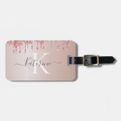 シンプルエレガントグリッター可愛い名モノグラムの前 ラゲッジタグ (正面横)