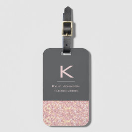 シンプルエレガントグリッター可愛い名モノグラムの前 ラゲッジタグ