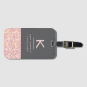 シンプルエレガントグリッター可愛い名モノグラムの前 ラゲッジタグ (正面横)