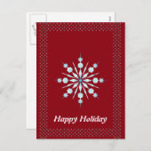 シンプルエレガントグリッター縁どスノーフレーククリスマス シーズンポストカード (正面/裏面)