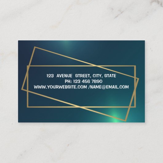 シンプルエレガントグリーンゴールデンヨガインストラクター 名刺 (裏面)