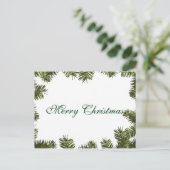 シンプルエレガントグリーンリーフデコーメリークリスマス シーズンポストカード (スタンド正面)