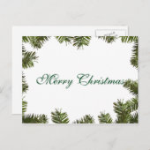 シンプルエレガントグリーンリーフデコーメリークリスマス シーズンポストカード (正面/裏面)