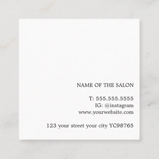 シンプルエレガントグレイはさみはっきりした美容師 スクエア名刺 (裏面)