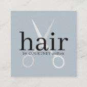 シンプルエレガントグレイはさみはっきりした美容師 スクエア名刺 (正面)
