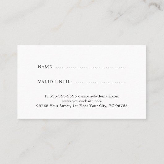 シンプルエレガントグレイ美しいロイヤリティカード ロイヤリティカード (裏面)