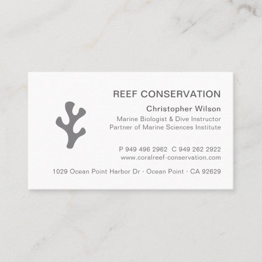シンプルエレガントグレモダンープロフェッショナルコーラルリーフ 名刺 (正面)