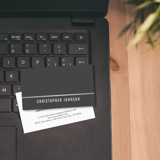 シンプルエレガントグレーフェイクシルバーラインコンサルタント 名刺