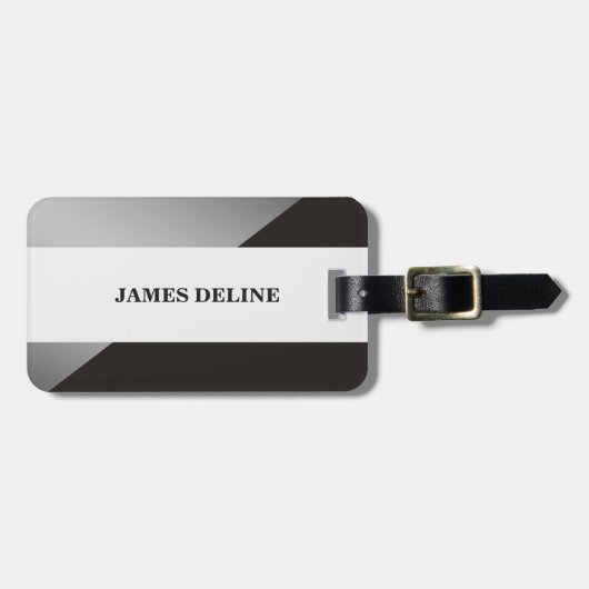 シンプルエレガントグレーフェイクシルバー荷物タグ ラゲッジタグ (正面横)