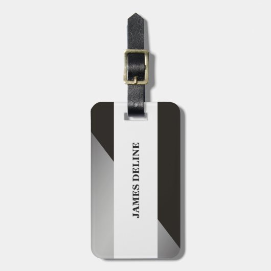 シンプルエレガントグレーフェイクシルバー荷物タグ ラゲッジタグ (正面縦)