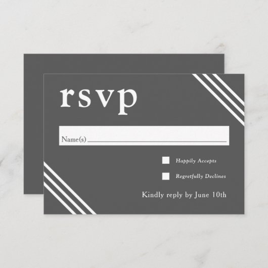シンプルエレガントグレー結婚式RSVP エンクロージャーカード (正面/裏面)