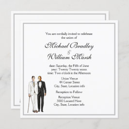 シンプルエレガントゲイ白番結婚号 招待状