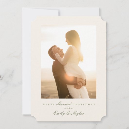 シンプルエレガントコラージュメリー結婚したクリスマス シーズンカード (正面)
