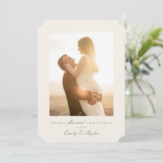 シンプルエレガントコラージュメリー結婚したクリスマス シーズンカード (スタンド正面)