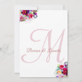 シンプルエレガントコーラルピンクフローラスクリプト |モダン | 招待状 (裏面)