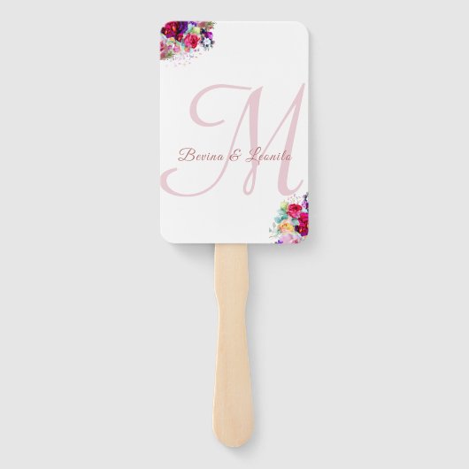 シンプルエレガントコーラルフローラ |モダン結婚s ハンドファン (裏面)