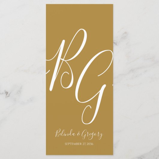 シンプルエレガントゴールデンイニシャル結婚ズ メニュー (裏面)