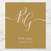 シンプルエレガントゴールデンイニシャル結婚ズ ワインラベル (シングルラベル)