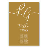 シンプルエレガントゴールデン結婚イニシャルズのゲスト名 テーブルナンバー (裏面)