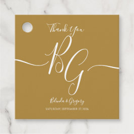 シンプルエレガントゴールデン結婚イニシャルズ フェイバータグ