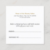 シンプルエレガントゴールデン美しいサロン 紹介カード (裏面)