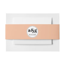 シンプルエレガントサンゴ桃イニシャル結婚ズ