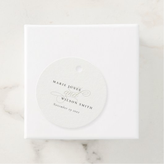 シンプルエレガントシックスクリプトブラック&ホワイト結婚ズ フェイバータグ (インサイチュ)