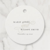 シンプルエレガントシックスクリプトブラック&ホワイト結婚ズ フェイバータグ (正面)