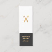 シンプルエレガントシックフェイク金ゴールドホワイト美容師 スキニー名刺 (正面)