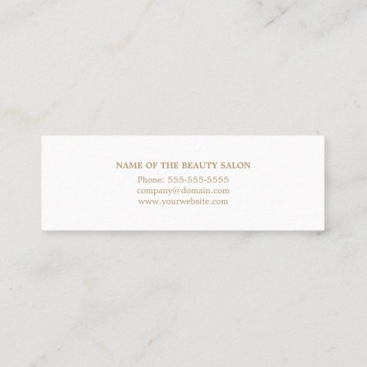 シンプルエレガントシックフェイク金ゴールドホワイト美容師 スキニー名刺 (裏面)