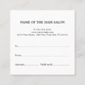 シンプルエレガントシックフェイク金ゴールドホワイト美容師 割引カード (裏面)