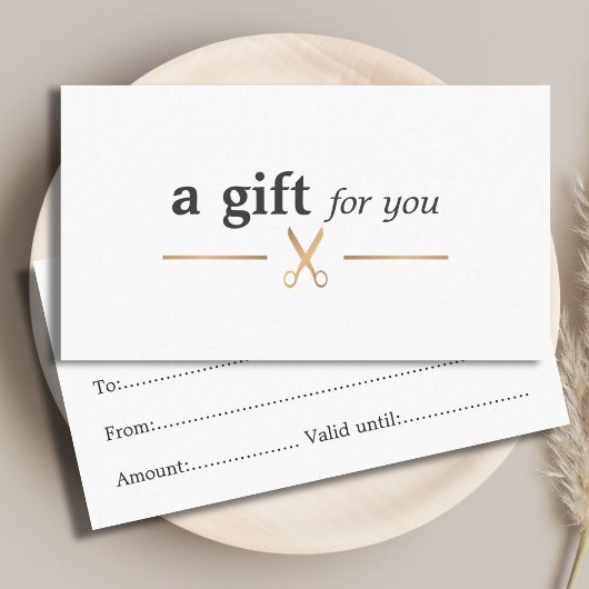 シンプルエレガントシックフェイク金ゴールドホワイト美容師 名刺