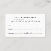 シンプルエレガントシックフェイク金ゴールドホワイト美容師 名刺 (裏面)