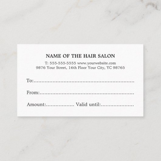 シンプルエレガントシックフェイク金ゴールドホワイト美容師 名刺 (裏面)