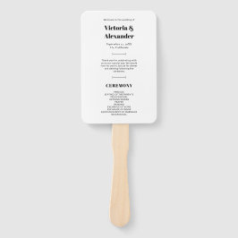 シンプルエレガントシックブラック&ホワイト結婚式 プログラム ハンドファン