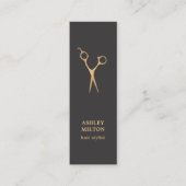 シンプルエレガントシック暗フェイク金ゴールド美容師 スキニー名刺 (正面)