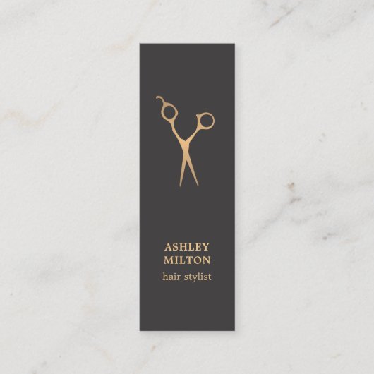 シンプルエレガントシック暗フェイク金ゴールド美容師 スキニー名刺 (正面)